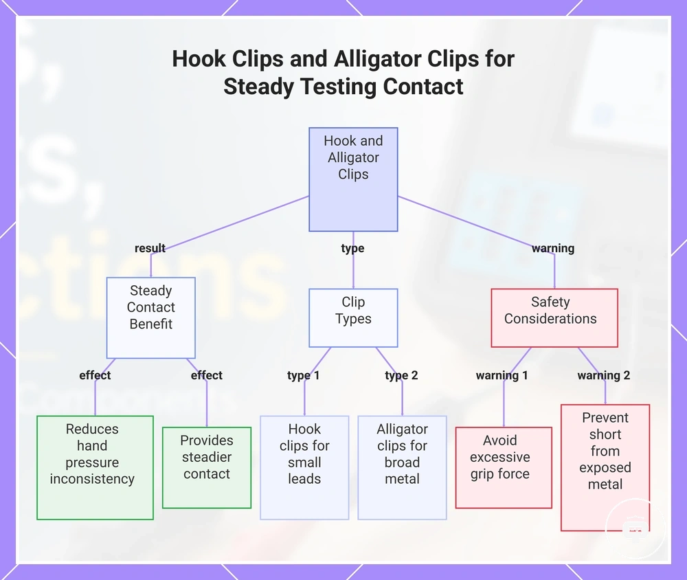 Hook Clips and Alligator Clips for Steady Testing Contact
