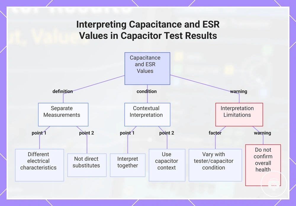Interpreting Capacitance and ESR Values in Capacitor Test Results