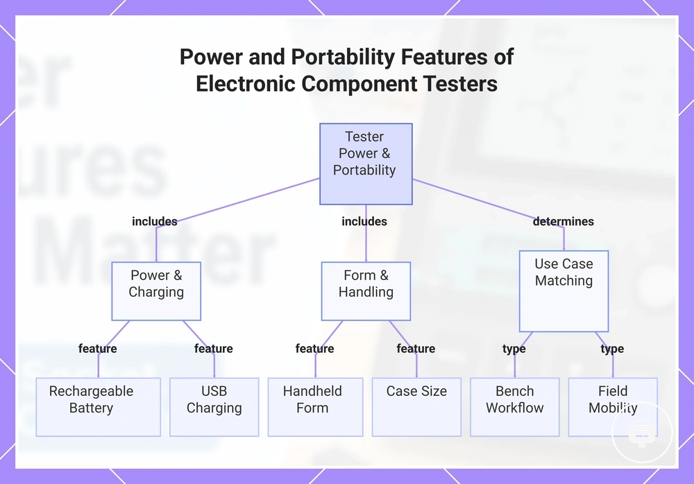 Power and Portability Features of Electronic Component Testers