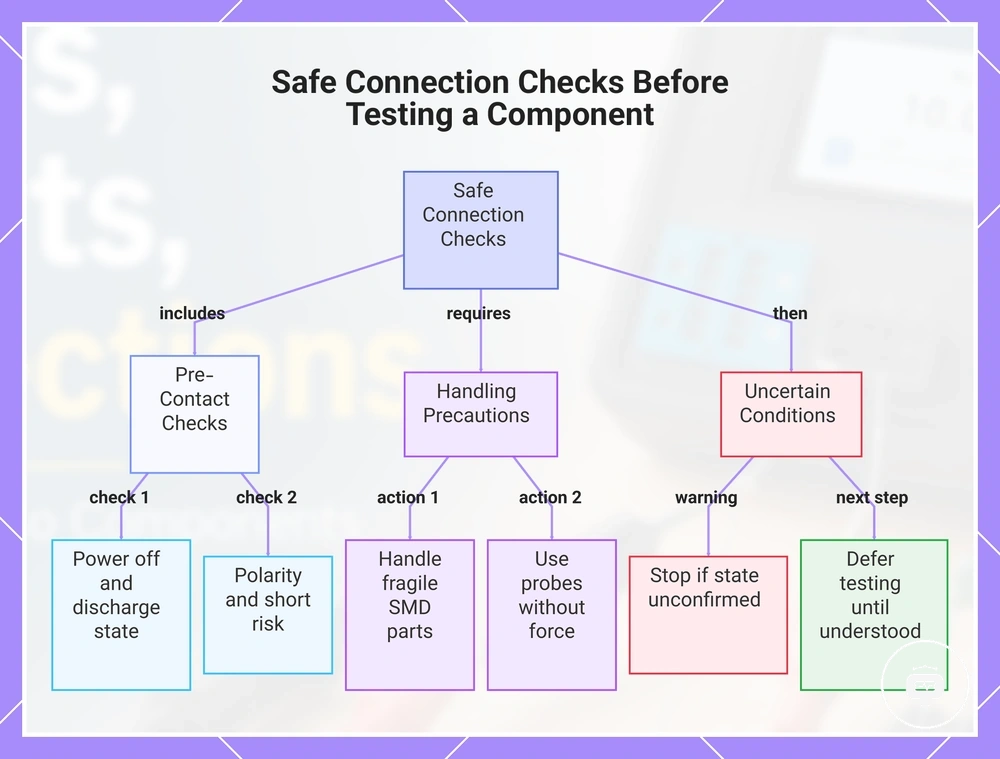Safe Connection Checks Before Testing a Component