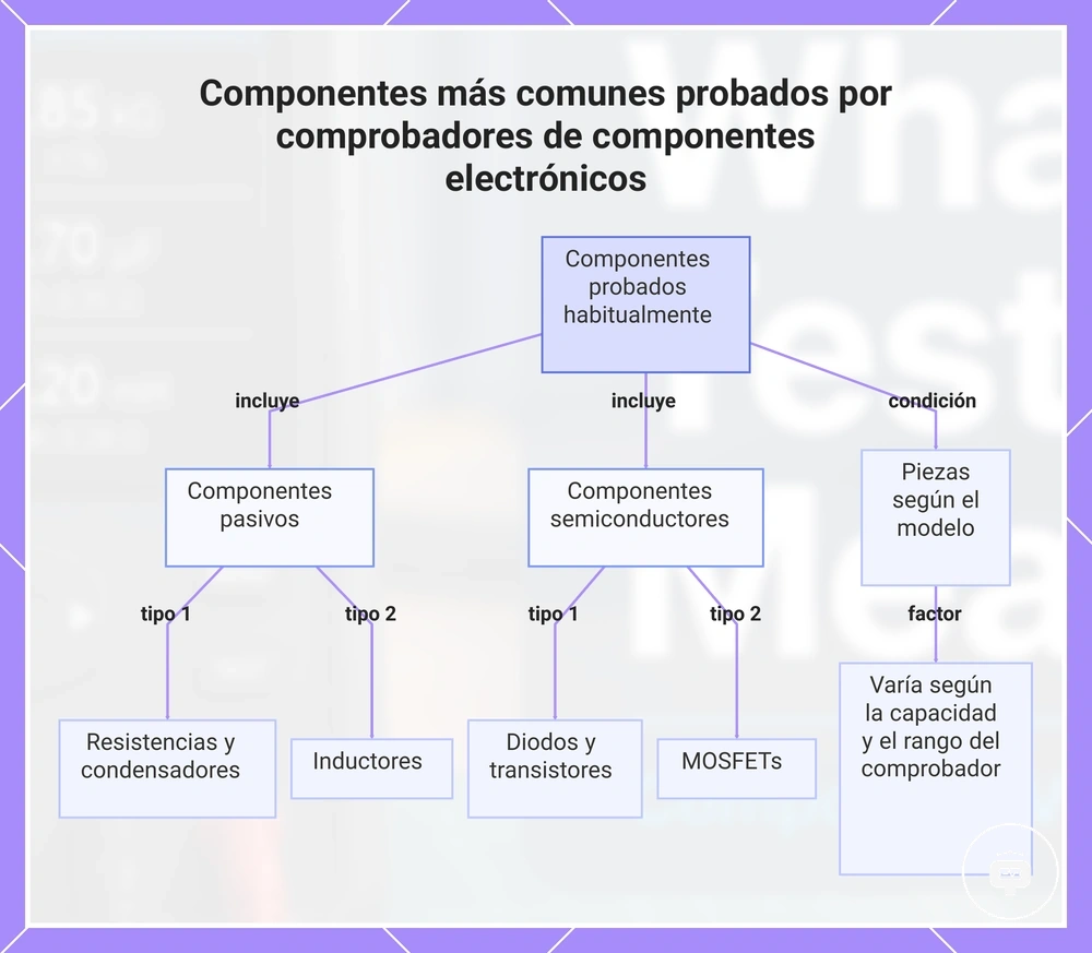 Componentes más comunes probados por comprobadores de componentes electrónicos