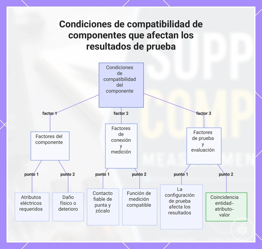 Condiciones de compatibilidad de componentes que afectan los resultados de prueba