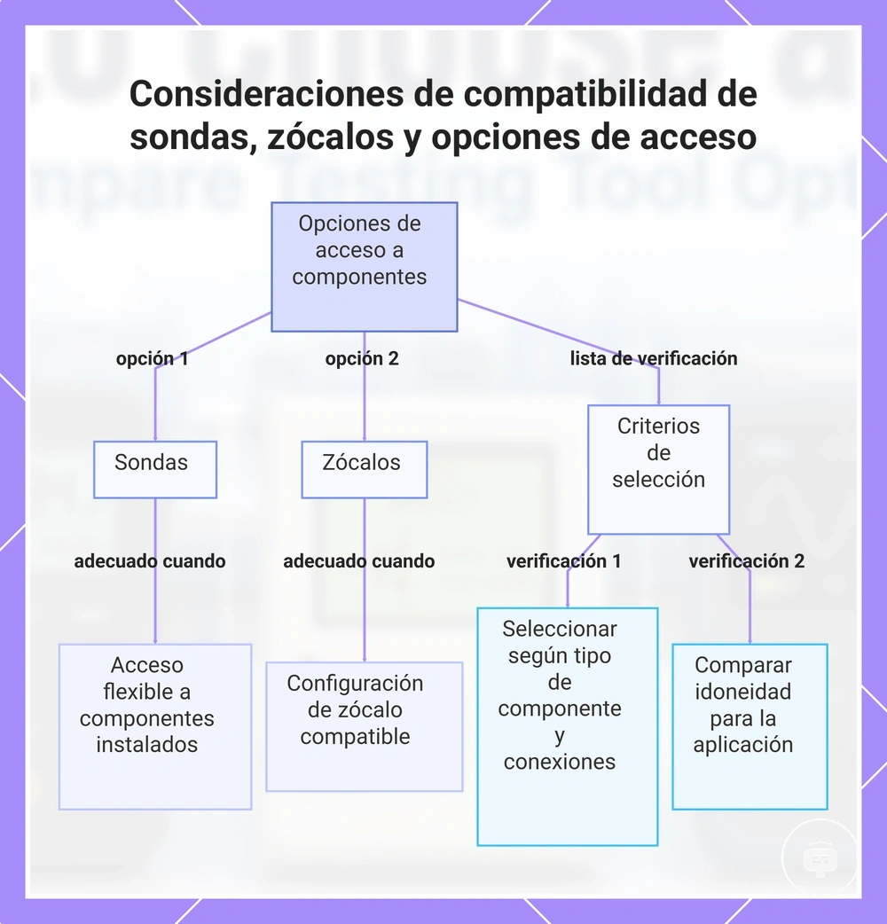 Consideraciones de compatibilidad de sondas, zócalos y opciones de acceso