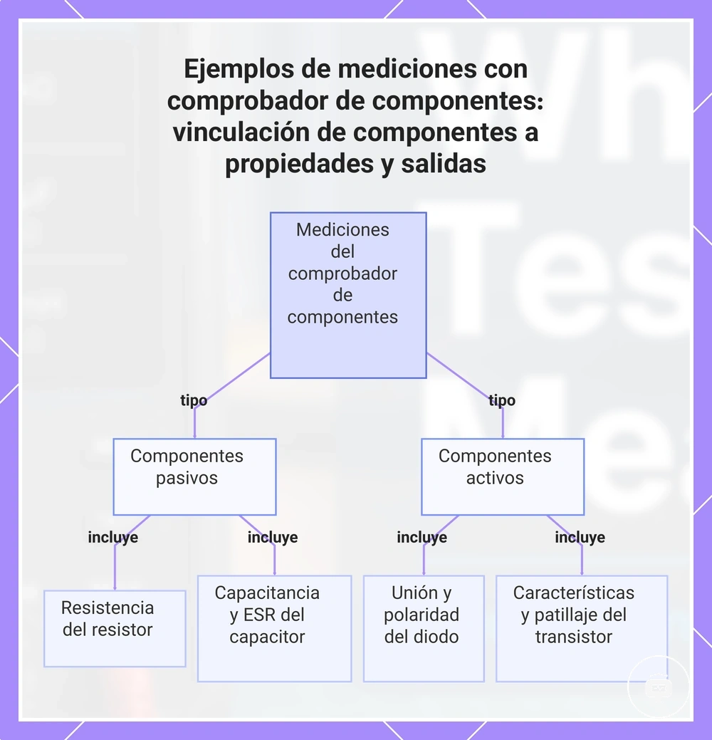Ejemplos de mediciones con comprobador de componentes: vinculación de componentes a propiedades y salidas