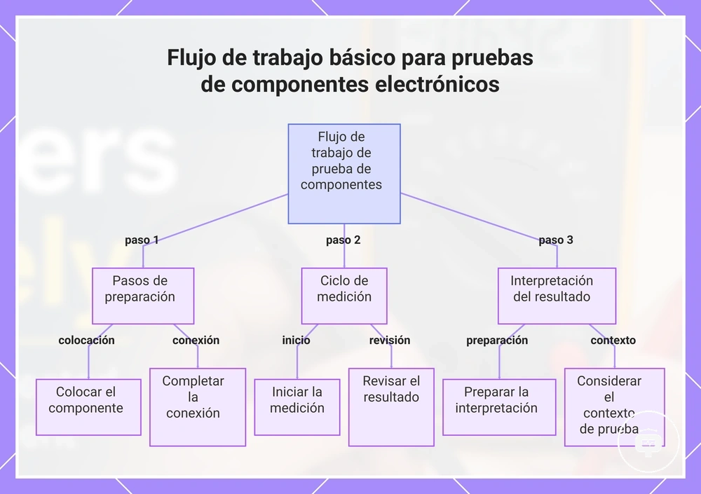 Flujo de trabajo básico para pruebas de componentes electrónicos