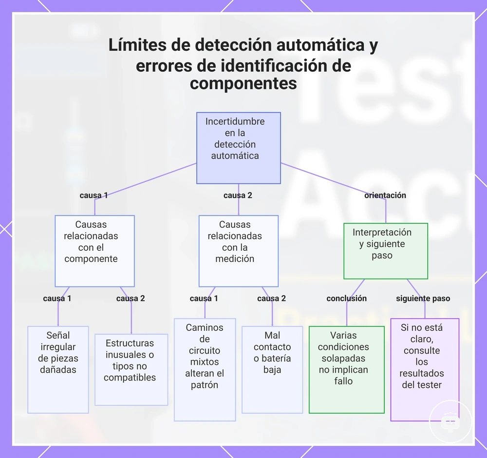 Límites de detección automática y errores de identificación de componentes