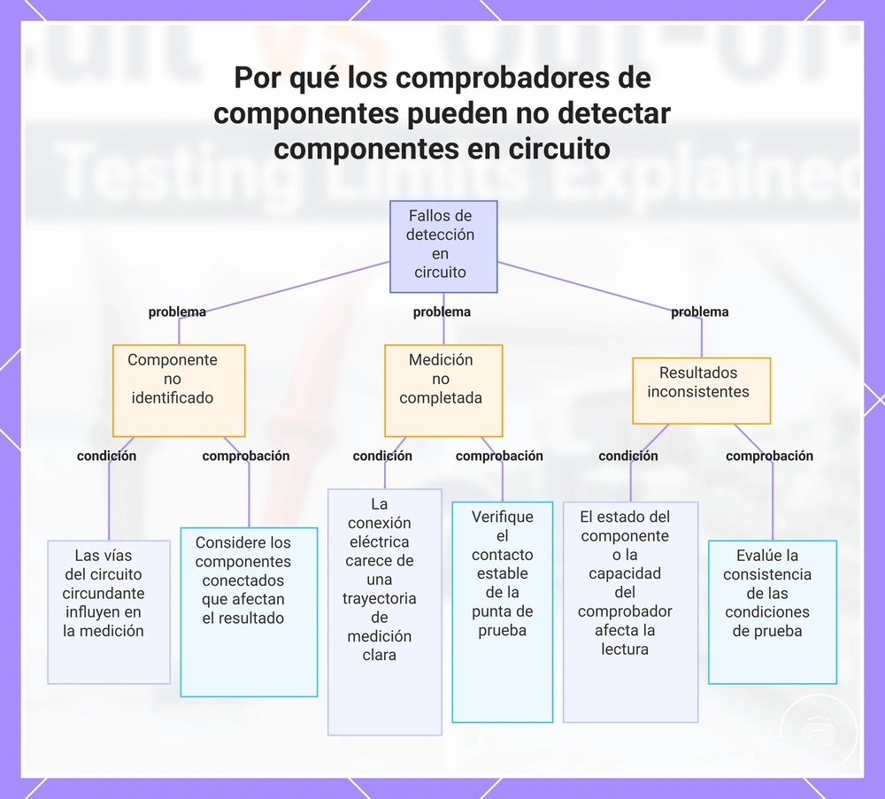 Por qué los comprobadores de componentes pueden no detectar componentes en circuito