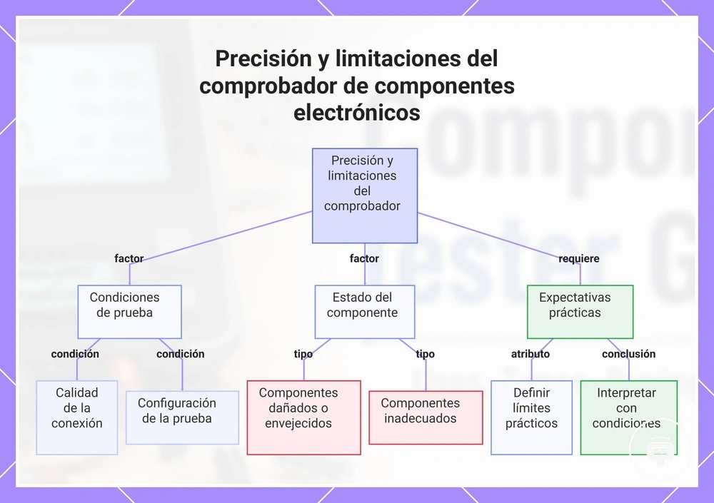 Precisión y limitaciones del comprobador de componentes electrónicos