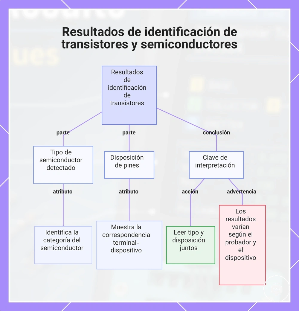 Resultados de identificación de transistores y semiconductores