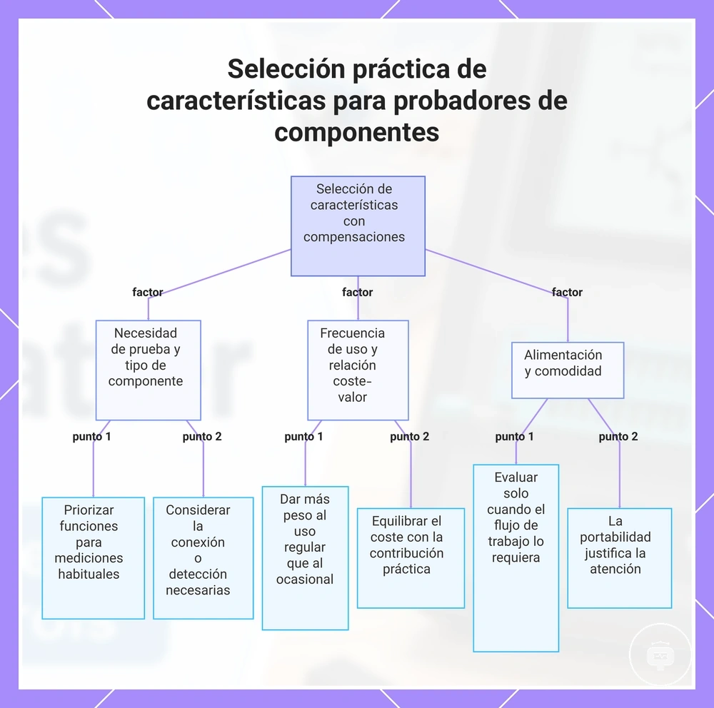 Selección práctica de características para probadores de componentes