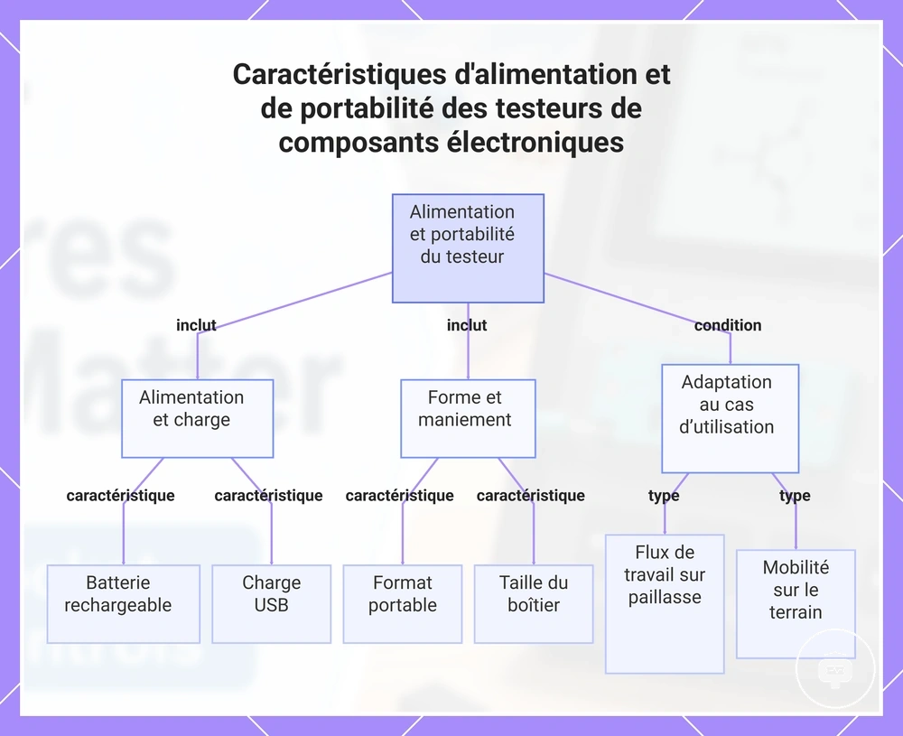 Caractéristiques d'alimentation et de portabilité des testeurs de composants électroniques