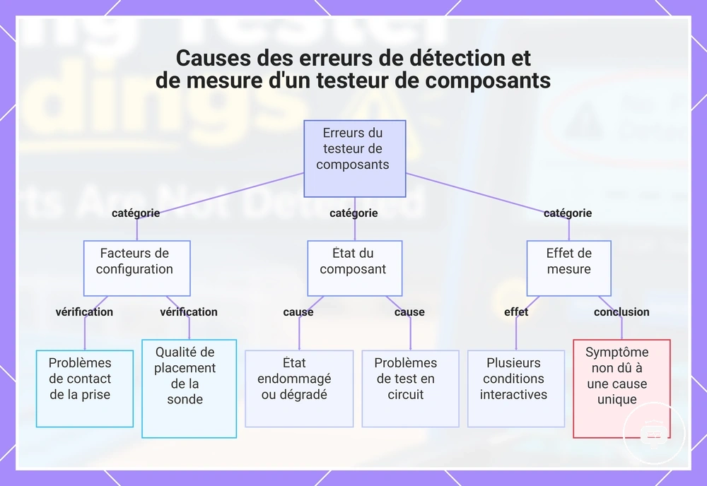 Causes des erreurs de détection et de mesure d'un testeur de composants
