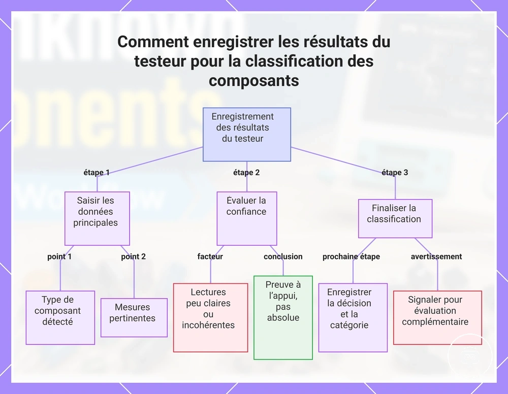Comment enregistrer les résultats du testeur pour la classification des composants