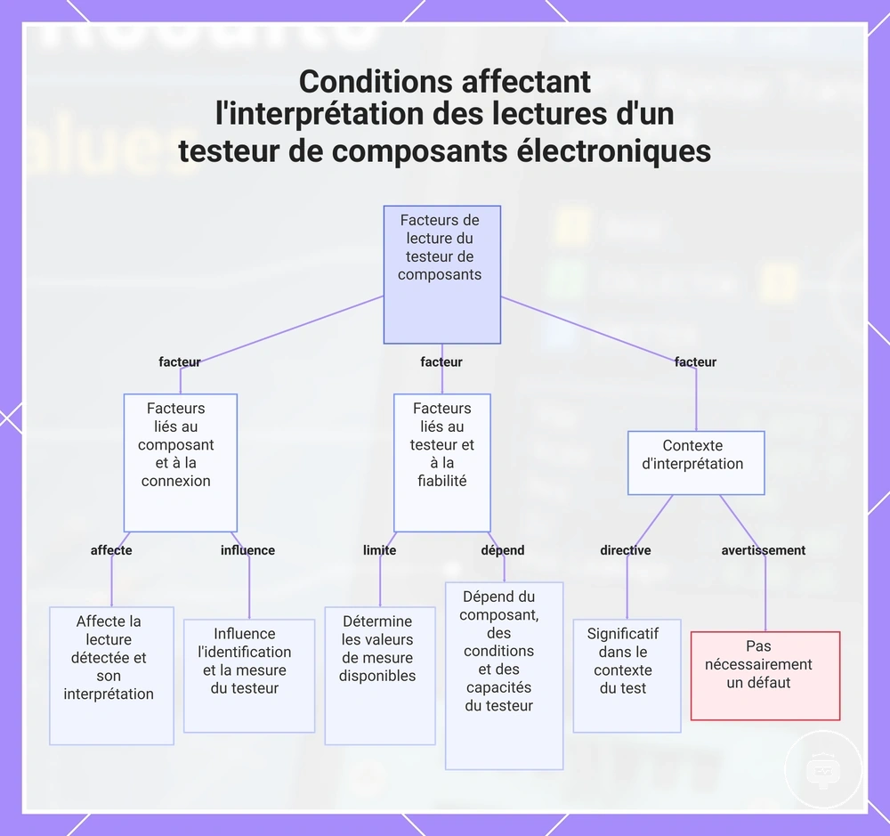 Conditions affectant l'interprétation des lectures d'un testeur de composants électroniques