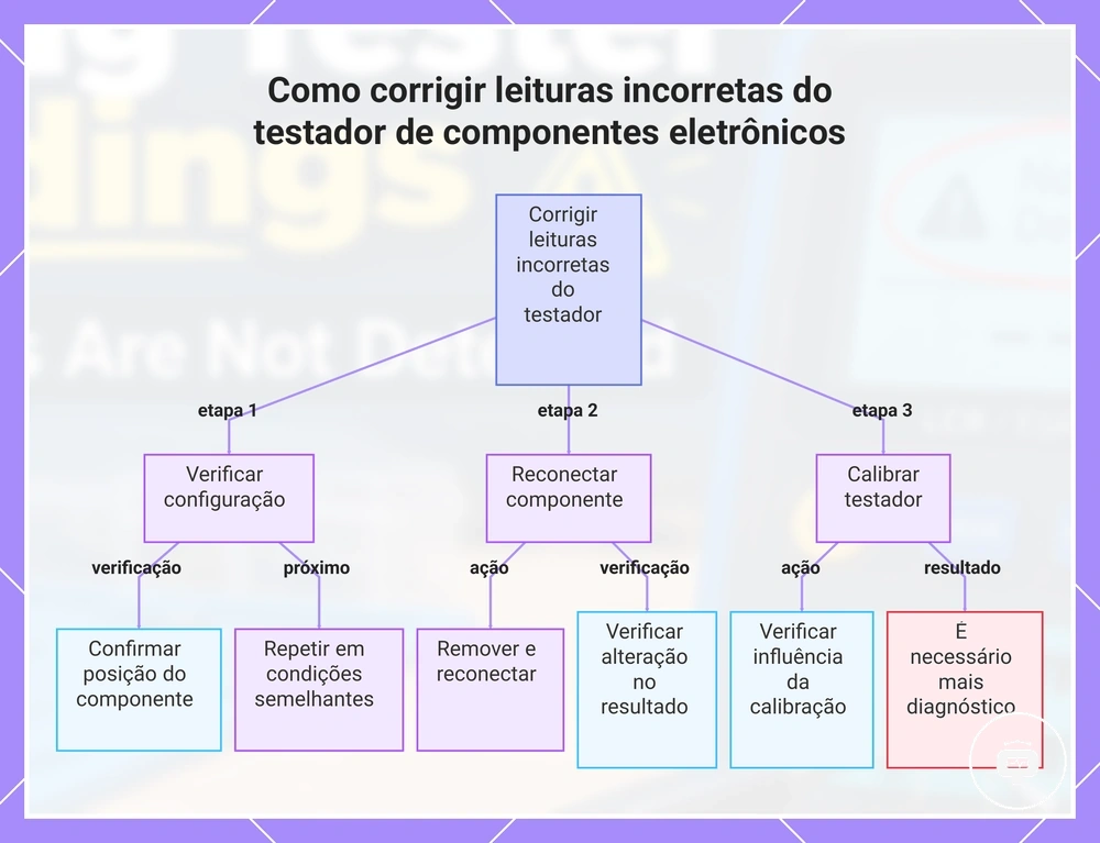 Como corrigir leituras incorretas do testador de componentes eletrônicos