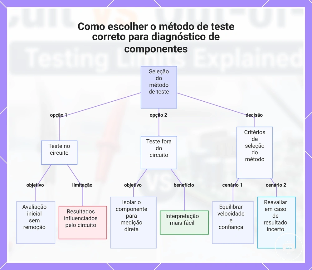 Como escolher o método de teste correto para diagnóstico de componentes