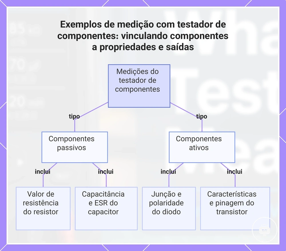 Exemplos de medição com testador de componentes: vinculando componentes a propriedades e saídas