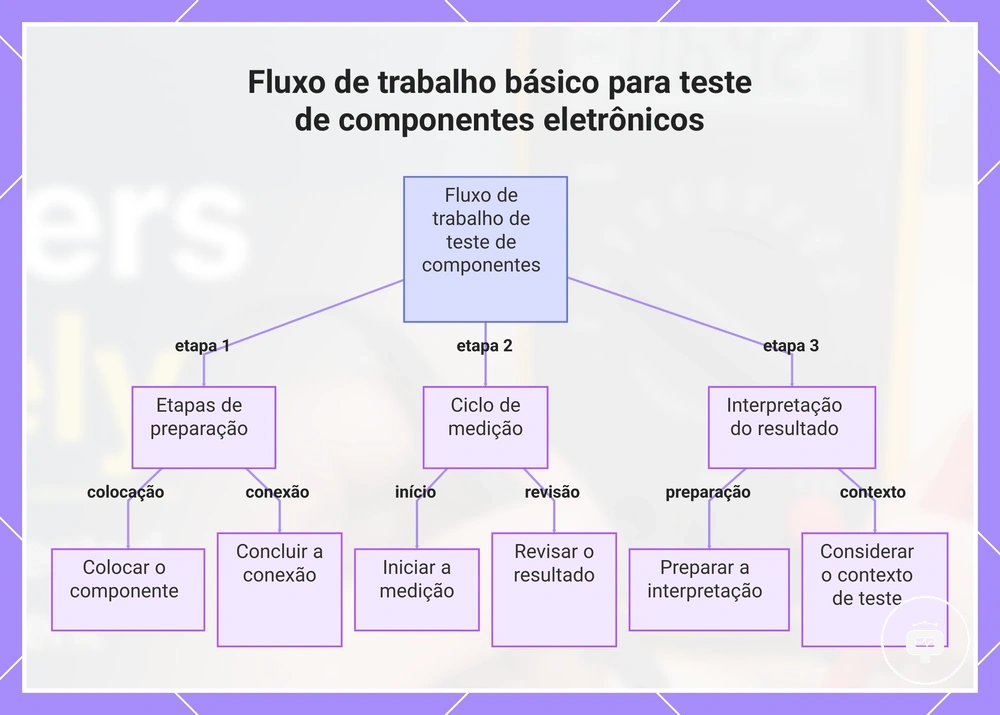 Fluxo de trabalho básico para teste de componentes eletrônicos
