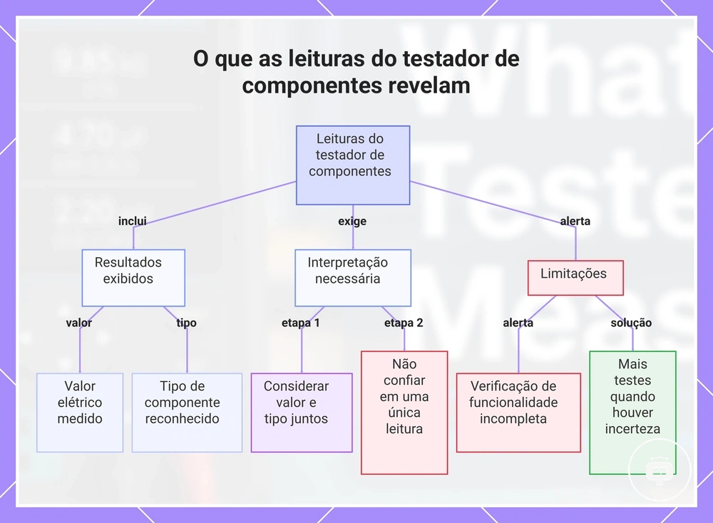 O que as leituras do testador de componentes revelam