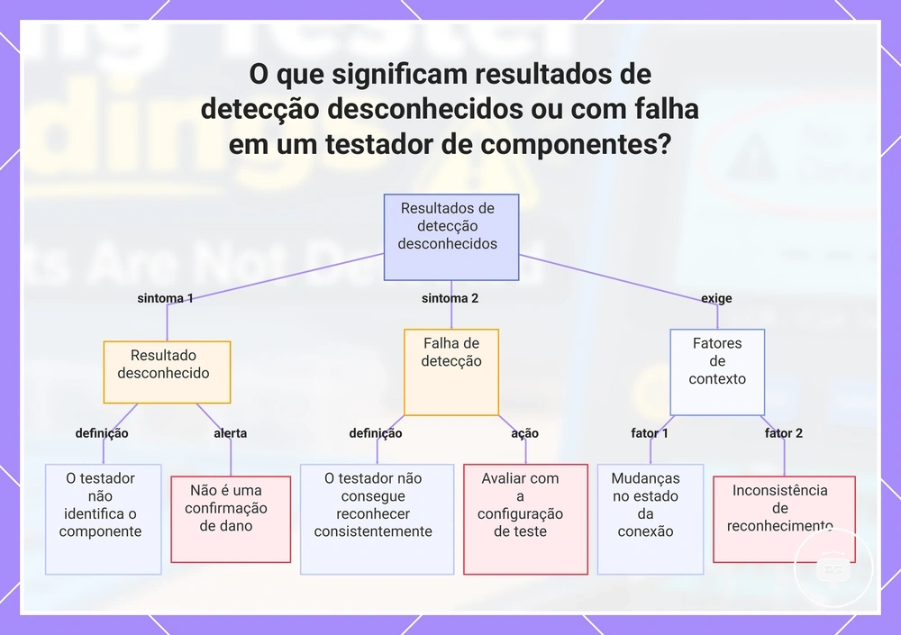 O que significam resultados de detecção desconhecidos ou com falha em um testador de componentes?
