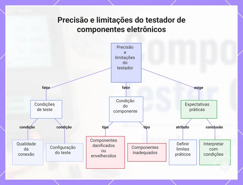 Precisão e limitações do testador de componentes eletrônicos