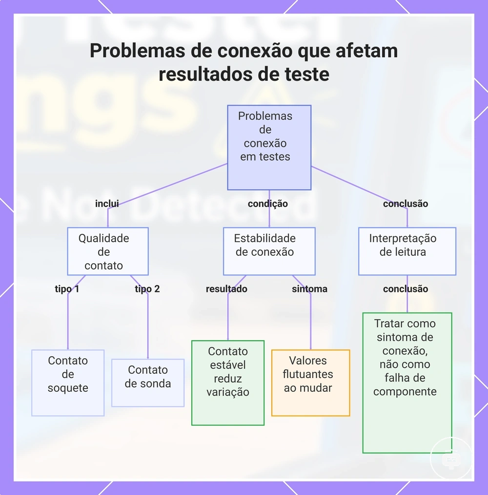 Problemas de conexão que afetam resultados de teste