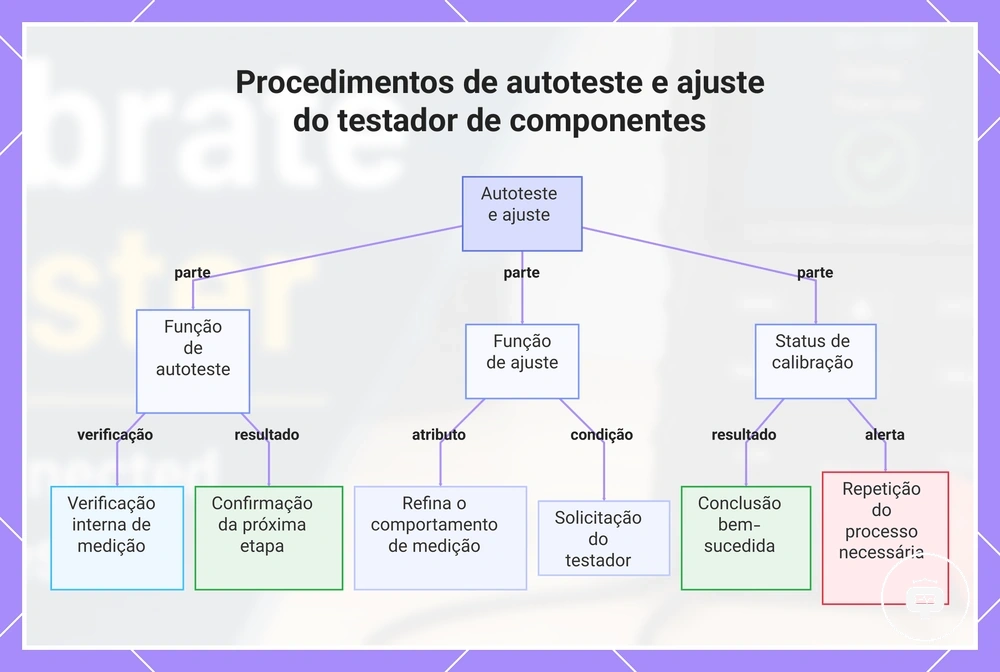 Procedimentos de autoteste e ajuste do testador de componentes
