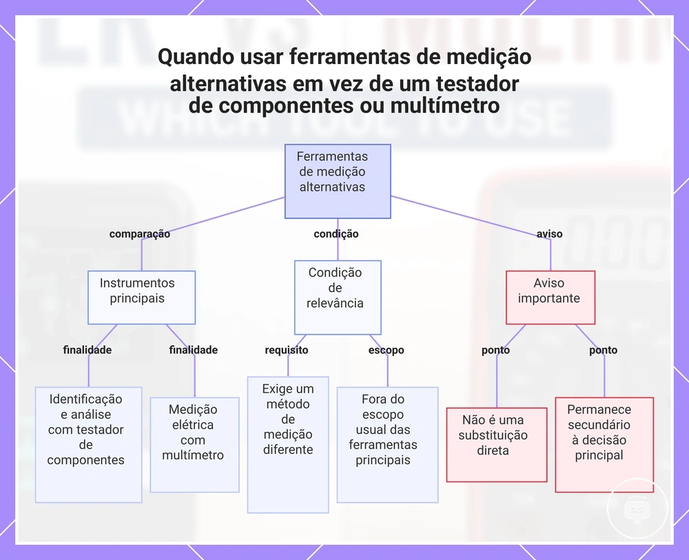 Quando usar ferramentas de medição alternativas em vez de um testador de componentes ou multímetro