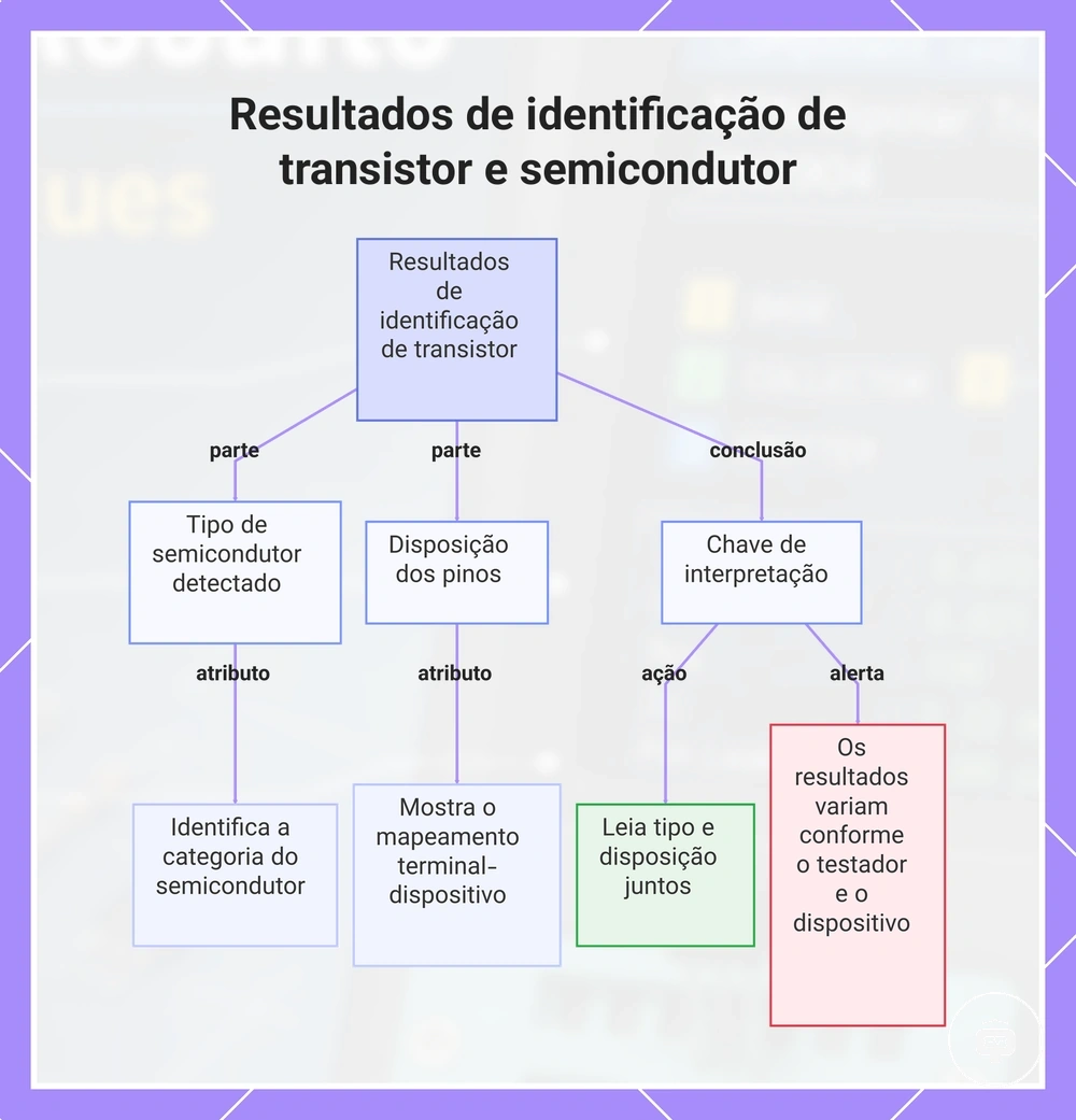 Resultados de identificação de transistor e semicondutor