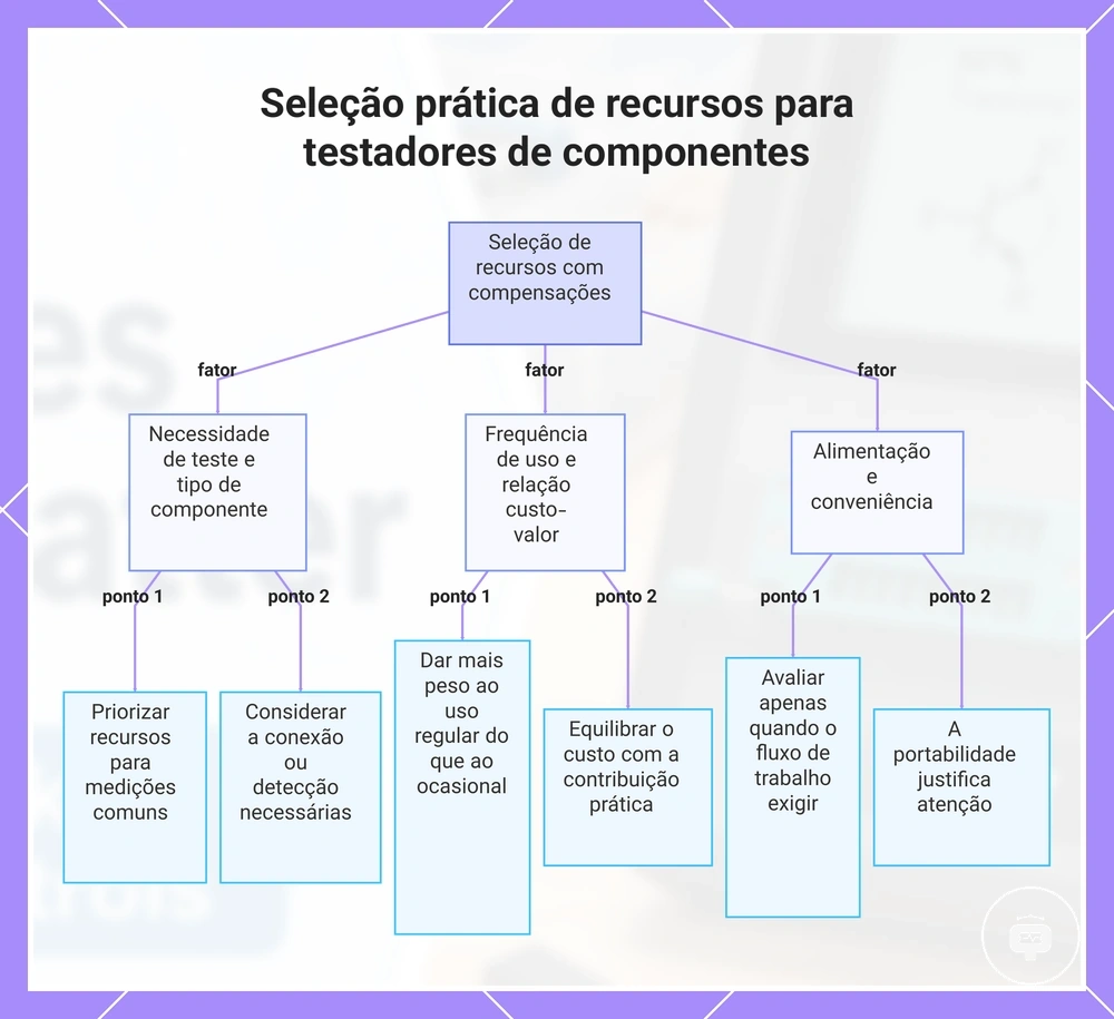 Seleção prática de recursos para testadores de componentes