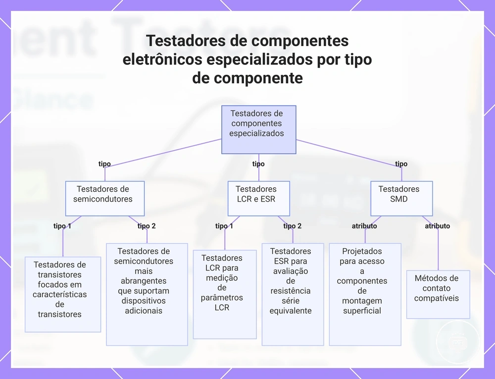 Testadores de componentes eletrônicos especializados por tipo de componente
