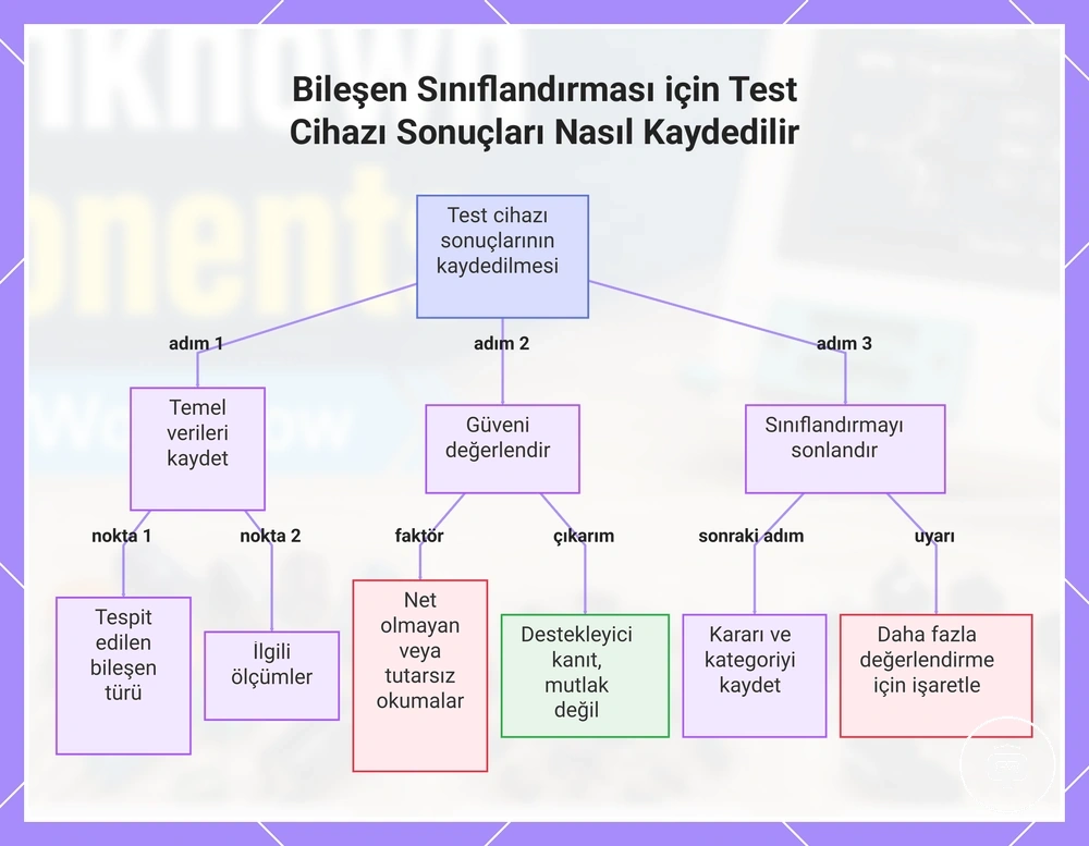 Bileşen Sınıflandırması için Test Cihazı Sonuçları Nasıl Kaydedilir
