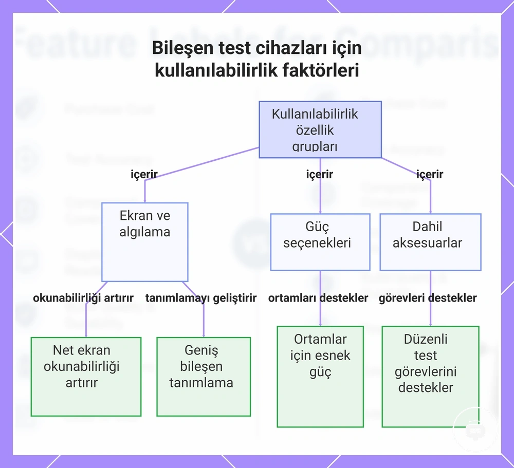 Bileşen test cihazları için kullanılabilirlik faktörleri