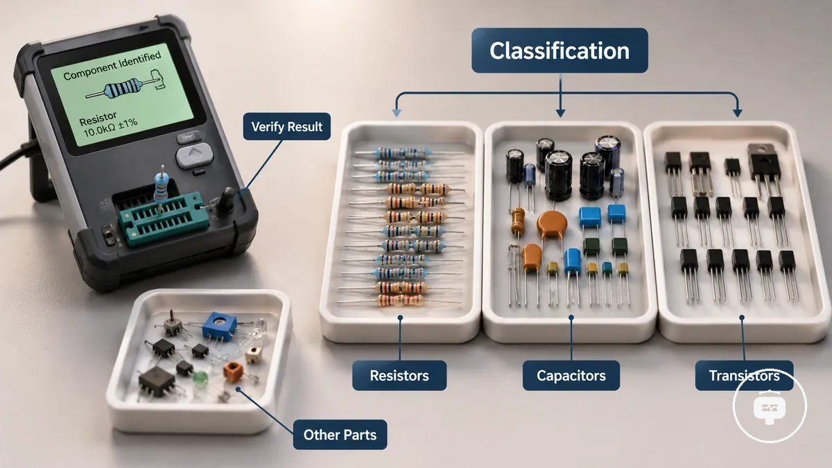 Test cihazı tanımlamasından sonra sınıflandırılmış ayrılmış elektronik bileşenler