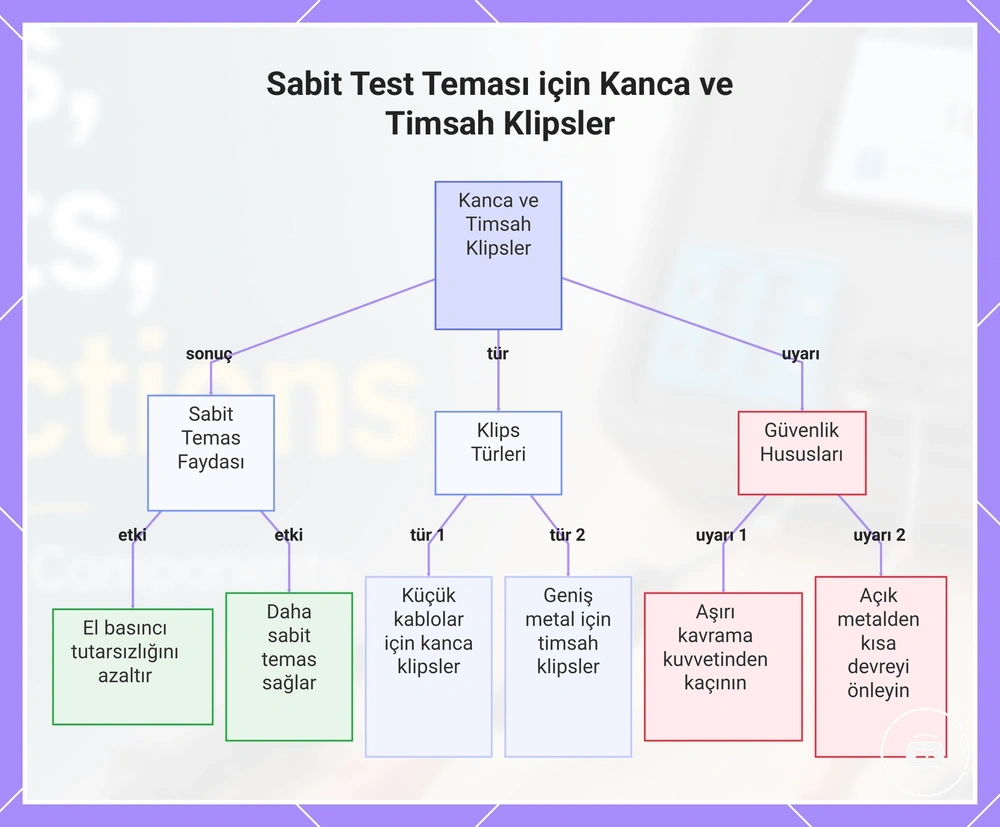 Sabit Test Teması için Kanca ve Timsah Klipsler