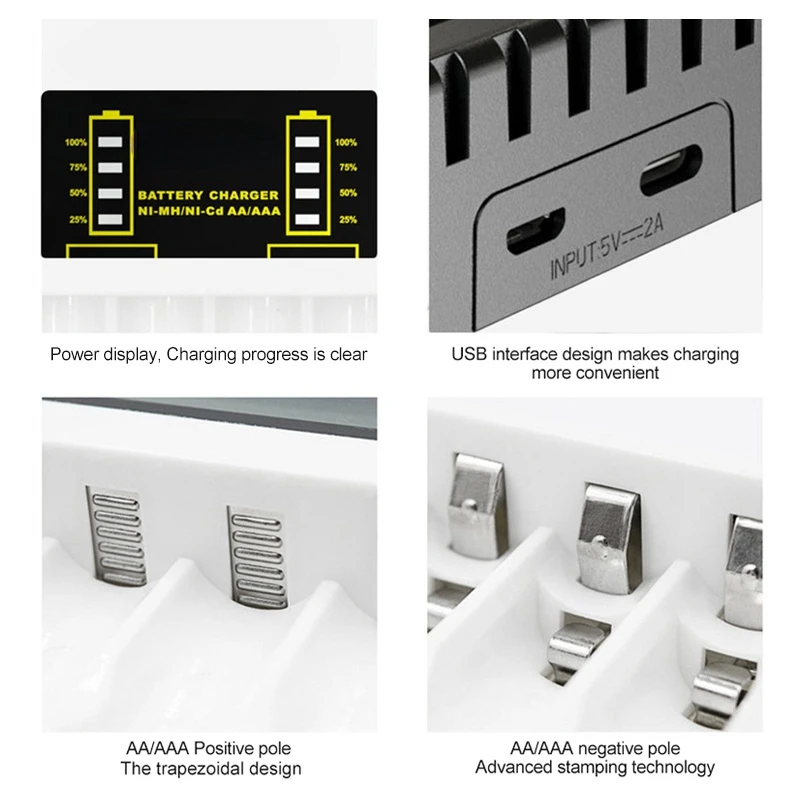 Chargeur Intelligent Pour Piles Rechargeables - 2 Fentes Indépendantes LCD - Compatible 18650, AA, AAA, Li-ion, Ni-MH