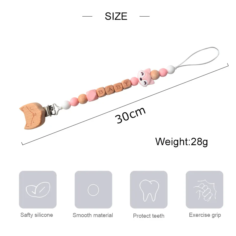 Lot De 2 Attaches-tétines Azlanway 2en1 - Silicone Sans BPA, Avec Anneau De Dentition En Bois, Clip Pour Vêtements Et Poussette