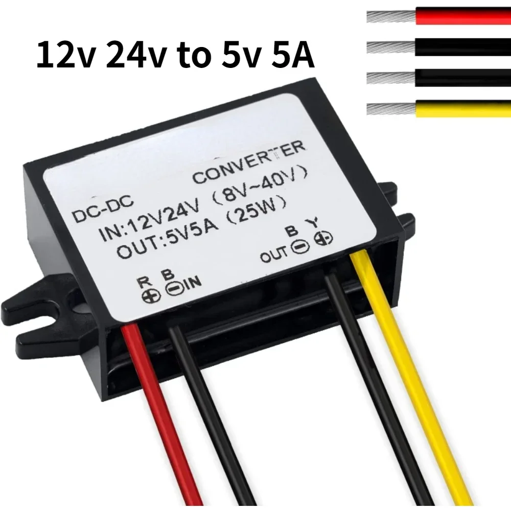 Convertisseur DC-DC 24V/12V Vers 5V 5A 25W - Module Abaisseur étanche Pour Voiture, LED, Audio