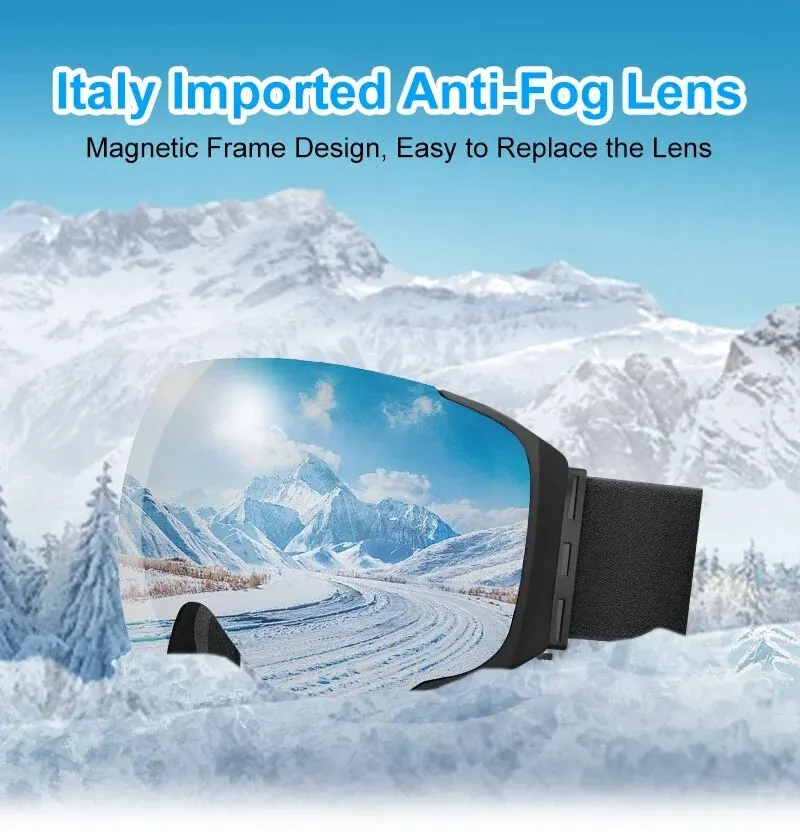 Lunettes De Ski Magnétiques Cylindriques – Lentilles Remplaçables Anti-buée – Protection UV400 – Compatible Casque – Pour Ski, Snowboard