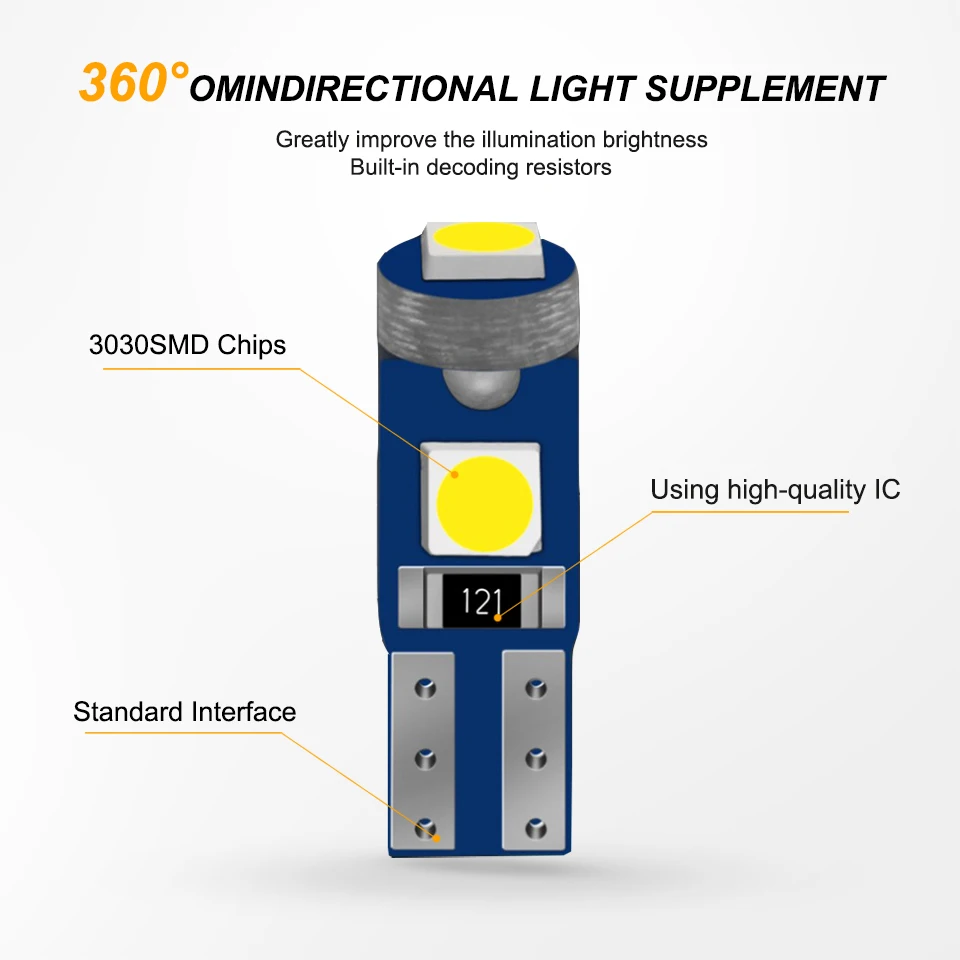 Ampoule LED T5 3SMD 3030 Puces Super Lumineuses
