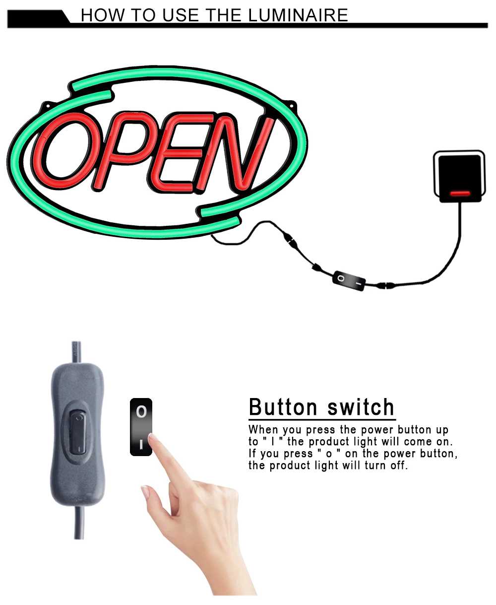 Panneau OPEN sans télécommande Mode d'éclairage stable