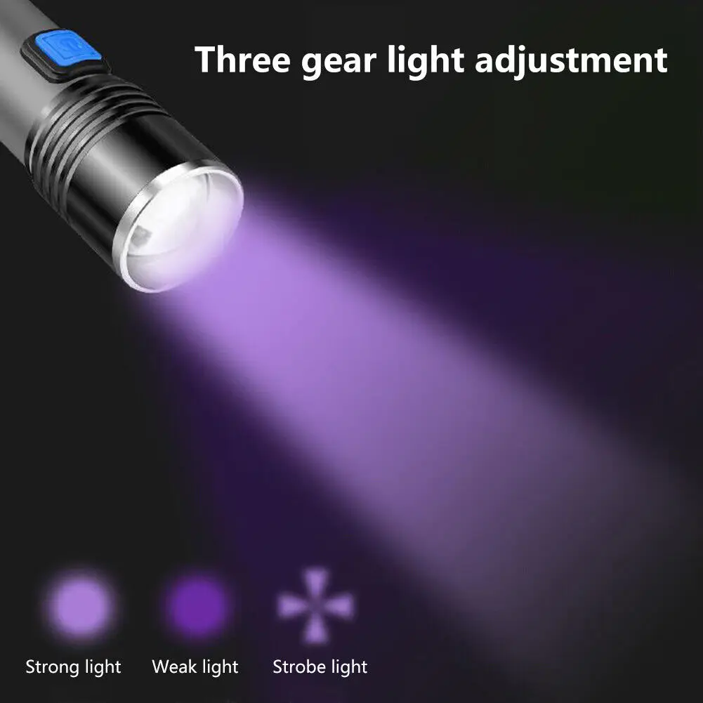 Lampe De Détecteur UV Lampes De Poche Rechargeables USB Torche