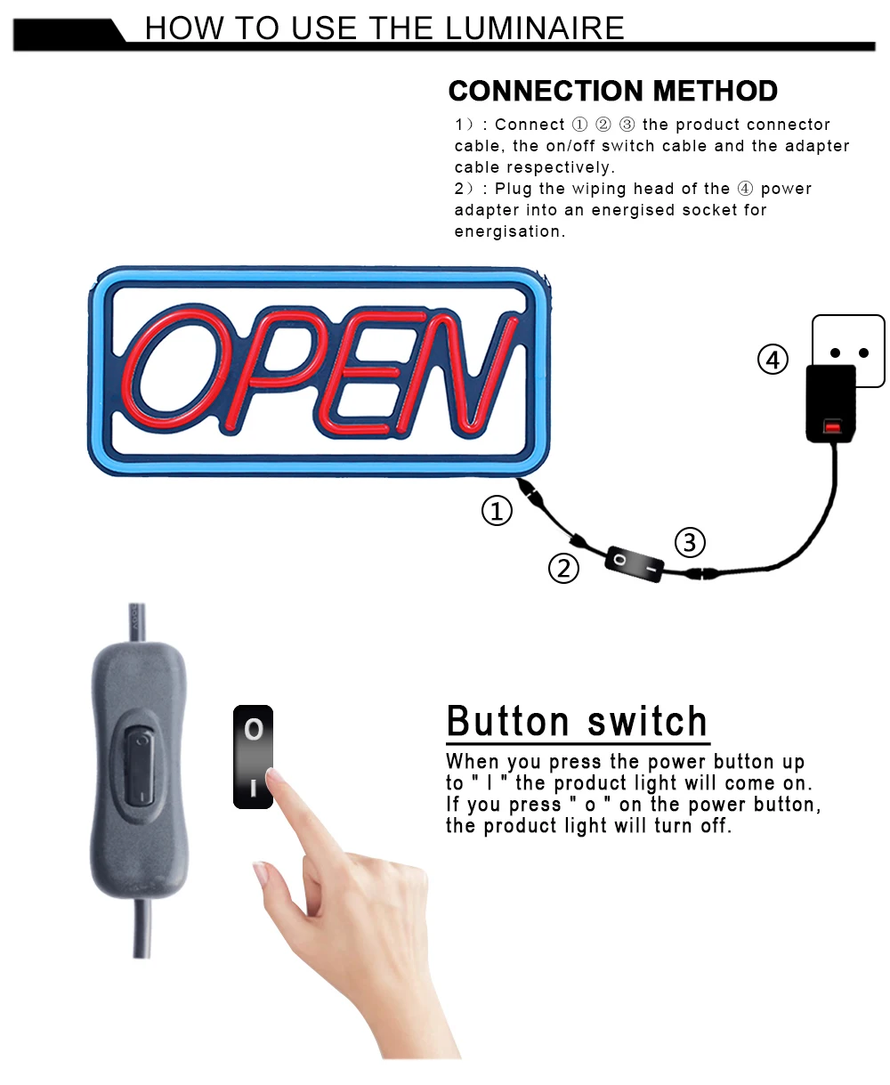 Panneau lumineux ouvert à LED