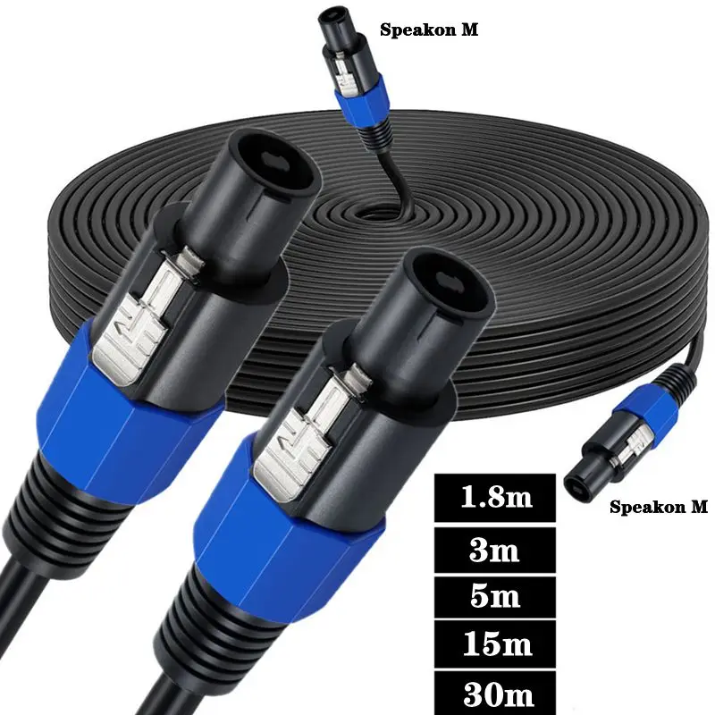 Câble Speakon Mâle Vers Jack 6.35mm Mâle - Longueur 3m - Pour Connexion Audio Professionnelle Scène Home Studio