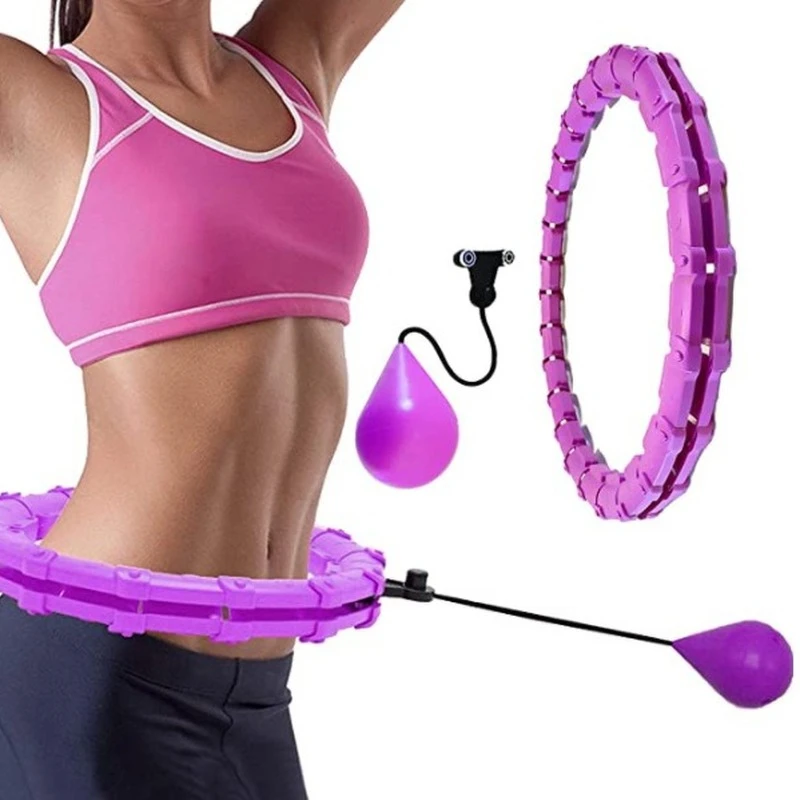 Cerceau De Fitness Pliable HulaHoop 1 Kg - Pour Taille Et Abdos - PVC Souple - Diamètre 50 Cm - Rose/Violet/Jaune