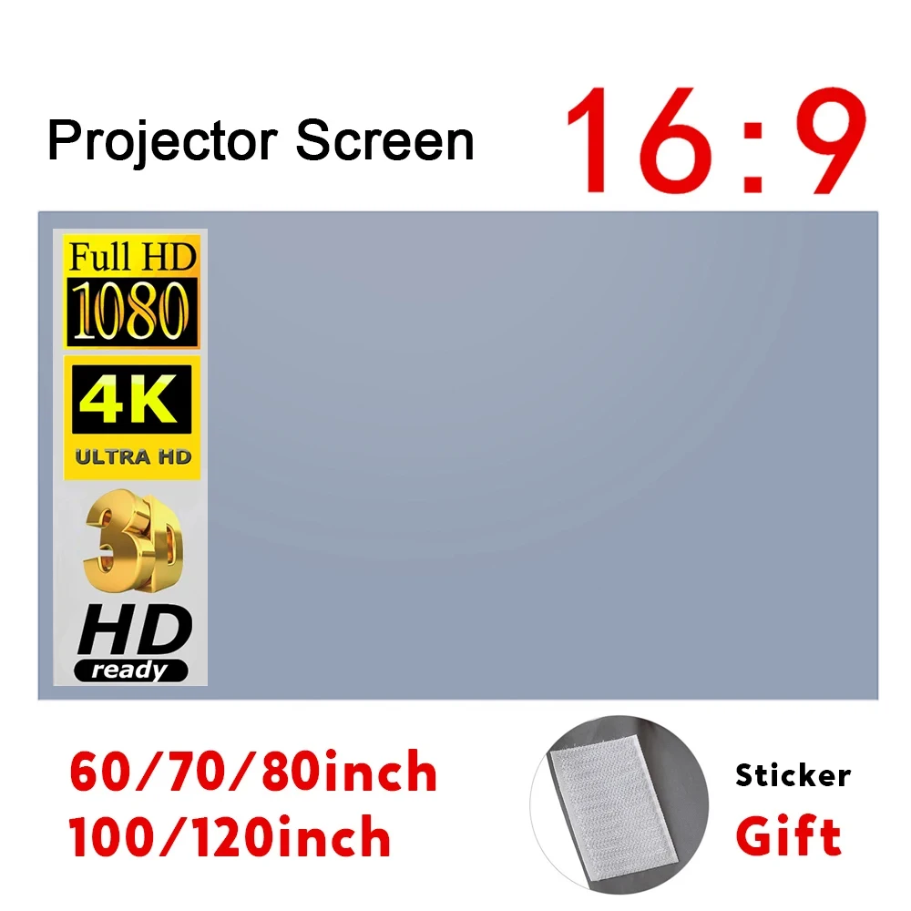 Écran De Projection Portable Pliable 60 Pouces - Format 16:9 HD, Toile Polyester - Pour Film En Extérieur/intérieur