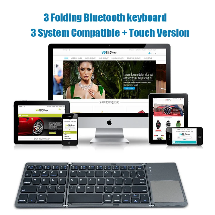 Clavier Bluetooth Pliable avec Pavé Tactile – Format Full Size Portable