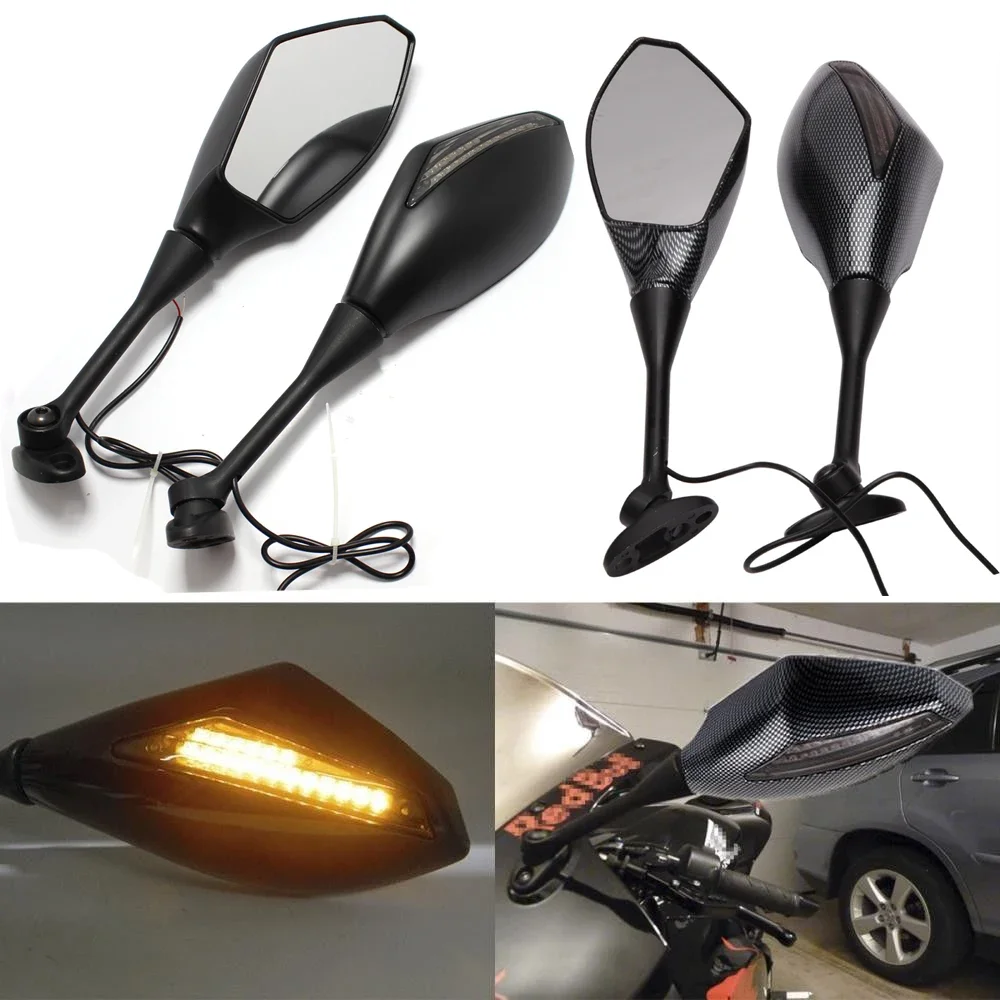 2 Rétroviseurs Moto Avec Clignotants LED Intégrés - Compatibles Honda CBR 900 929 954 1000RR, Noir, Réglables