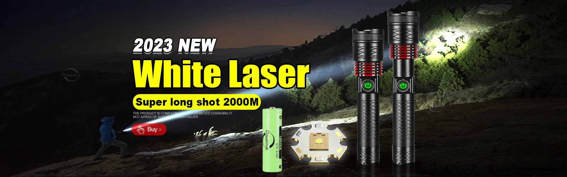 Lampe de poche LED à zoom laser blanc