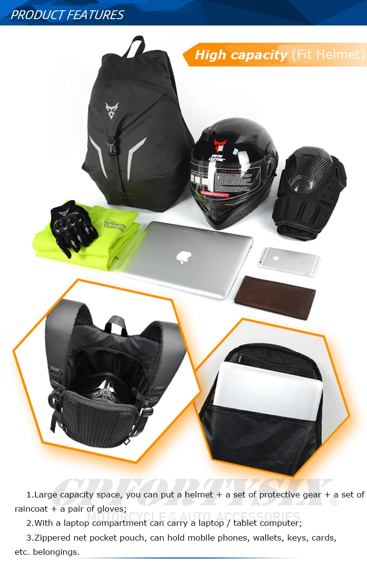Motocentric-Sac de casque de moto portable, Oxford, étanche, gril, sac à dos de moto, coulée, cyclisme, voyage, GT